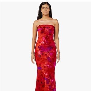 prettygarden Red Strapless Dress